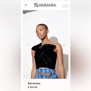 Ammara NWT One-Shoulder Black Velvet tank /Thick designer Sz 4 100% silk lining